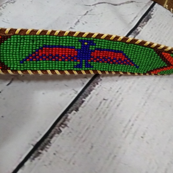 Wampum handbeaded 70s belt size 28' - Picture 4 of 8